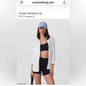 NWT Vuori Trestles Twill Button up, White, Large